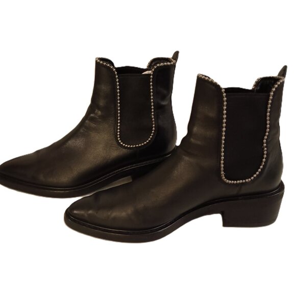 Coach Bowery Beadchain Black Leather Ankle Boots Women’s Size 6.5 B – Very Good - Picture 2 of 16